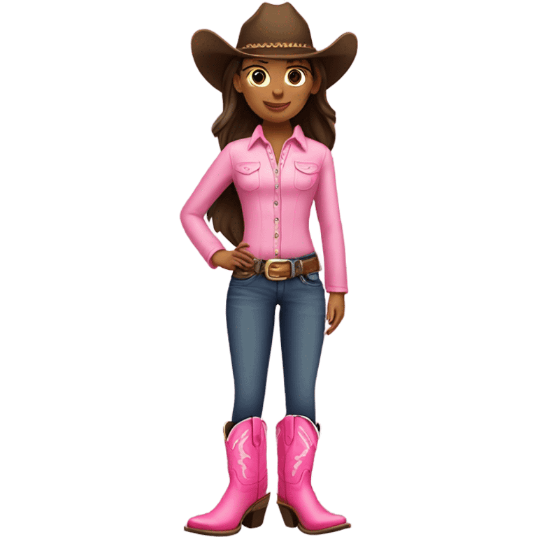 Brunette girl in pink cowboy boots emoji