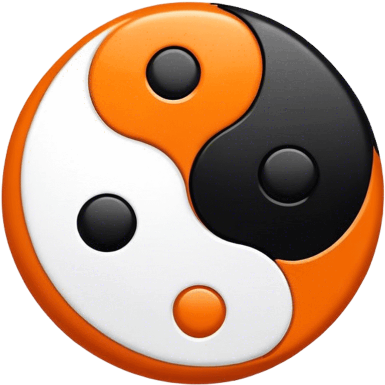 Orange and black ying yang emoji