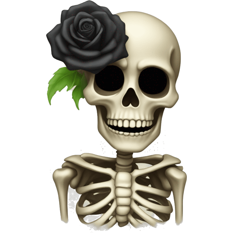 Skeleton with black rose  emoji