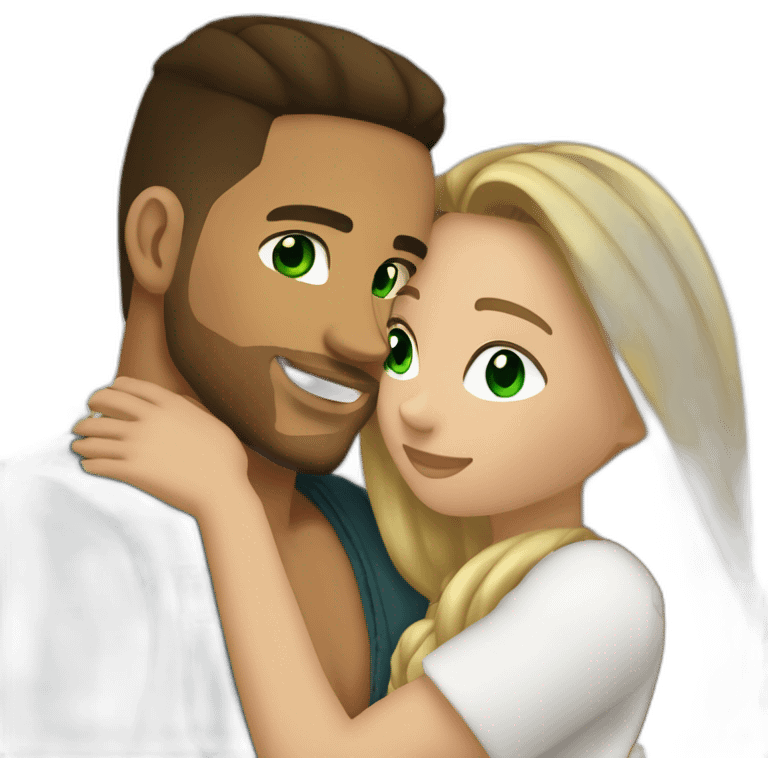 Romeo santos hug a girl green eyes ans very long dark blond hair emoji