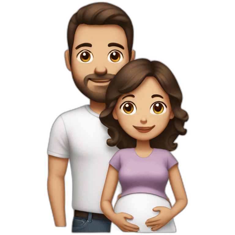 Husband and pregnant wife dark brown haircut emoji