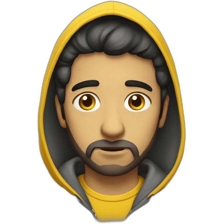 Armenian men  with yellow hoodie with sleepy face emoji