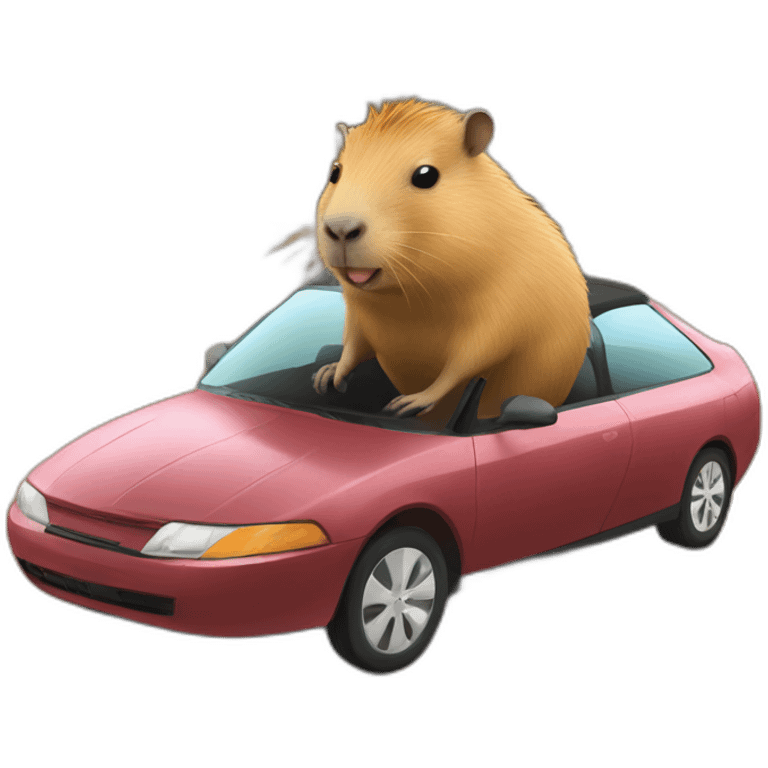 Capybara on a car emoji