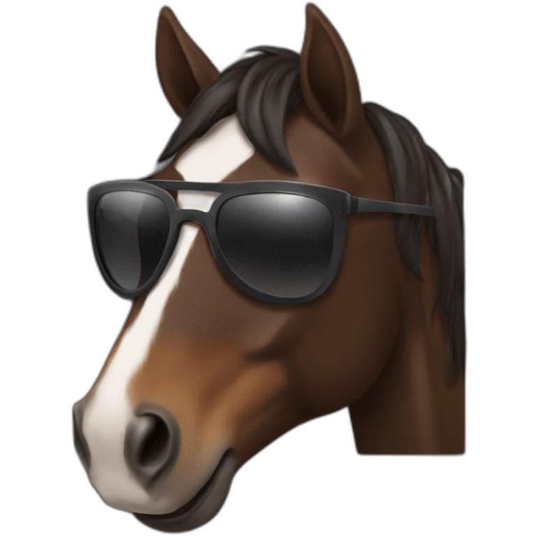 Dark brown Horse with sunglasses emoji