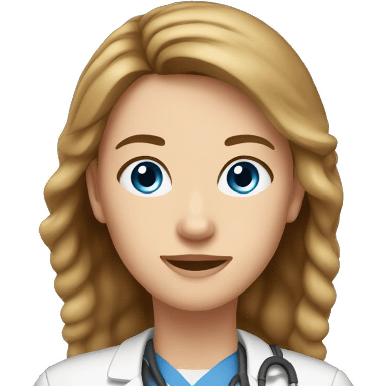 Vet with brown hair blue eyes woman emoji