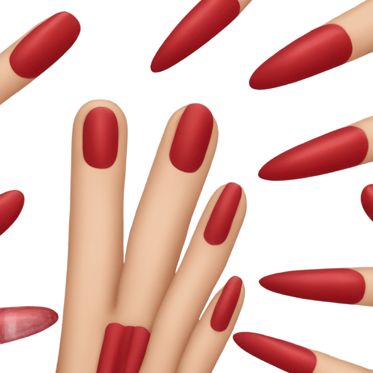 Long red  nails on medium skin ton emoji