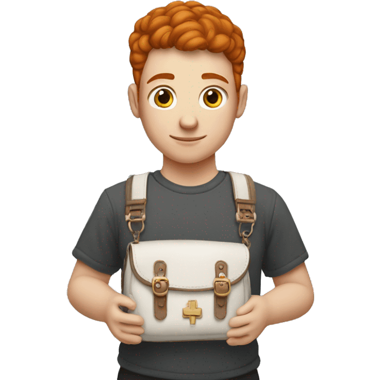 small cross chest purse worn by red head student emoji