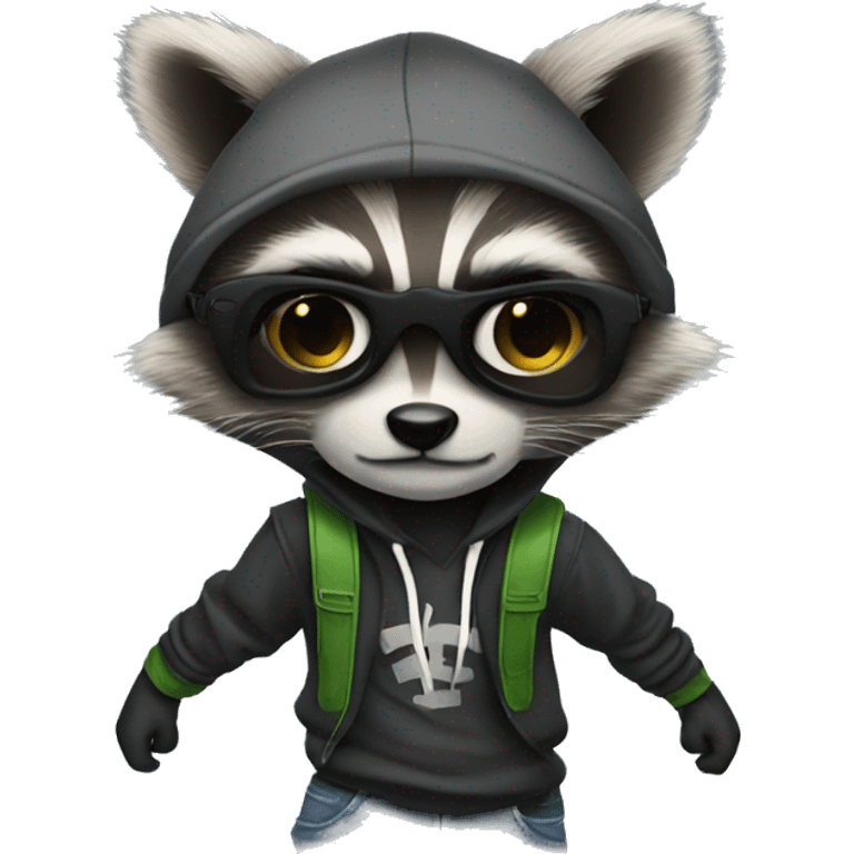 raccoon skater boy with piercing emoji