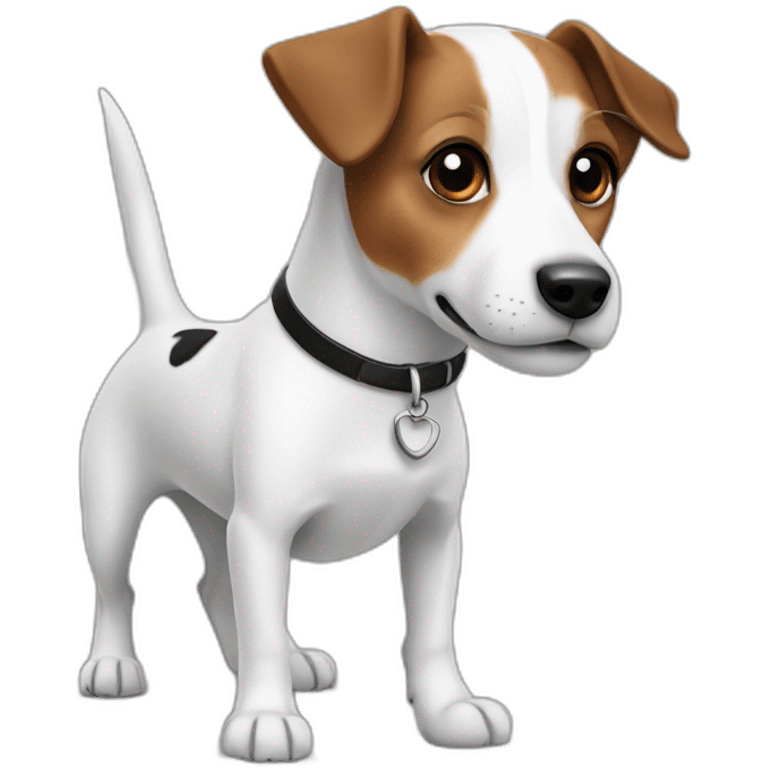 jack Russell dog with half brown half white head and black ears  emoji