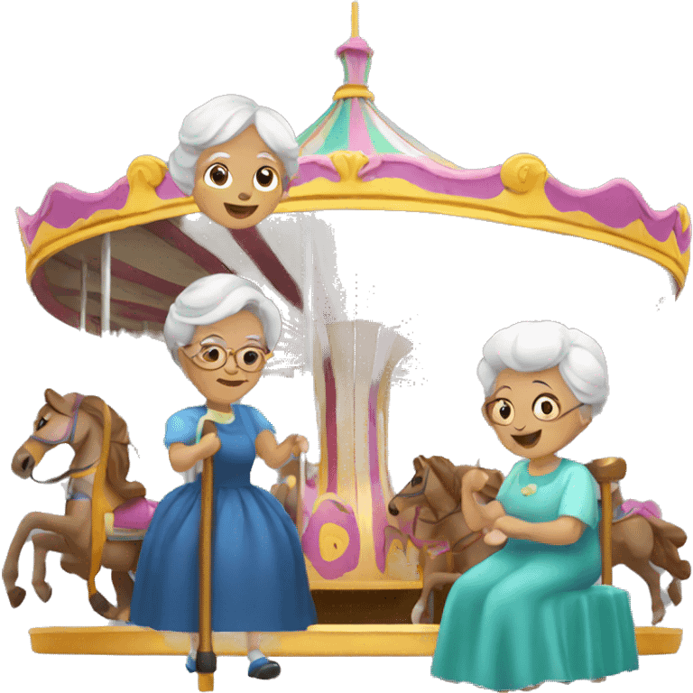 grannies on the carousel emoji