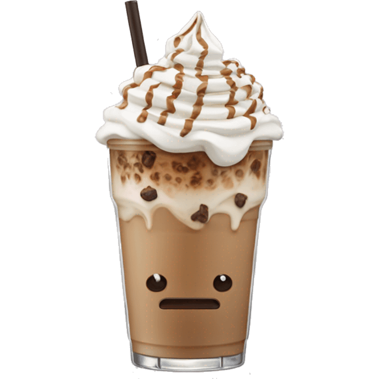 Iced latte with whipped cream and cookie crumbles on top  emoji