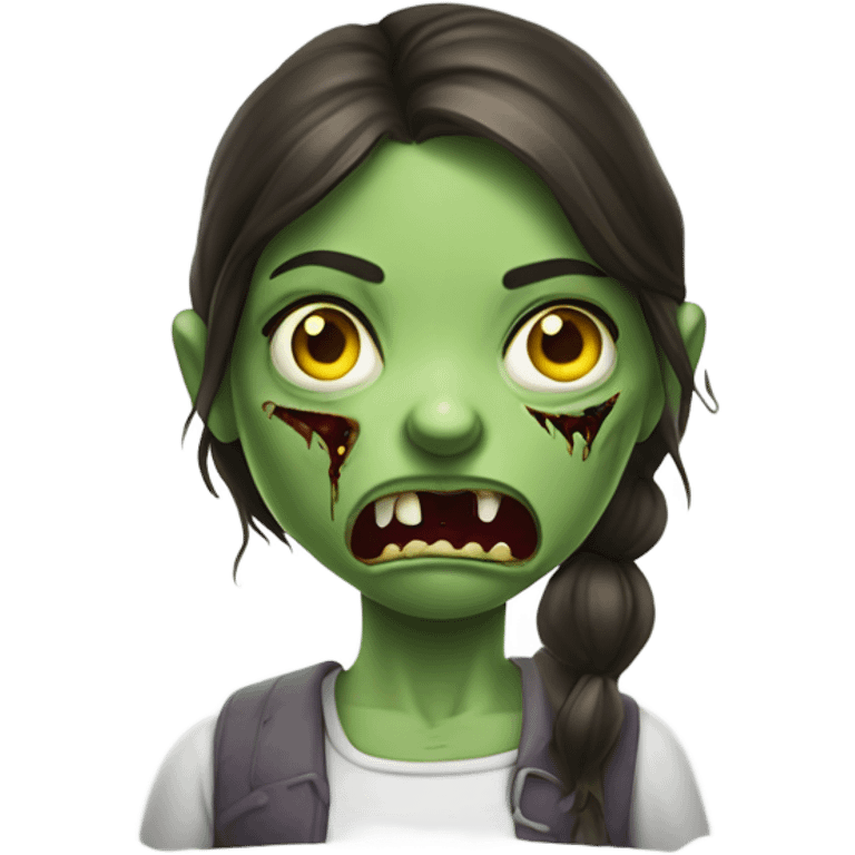 Green Zombie brunette girl with mouth open horror  emoji