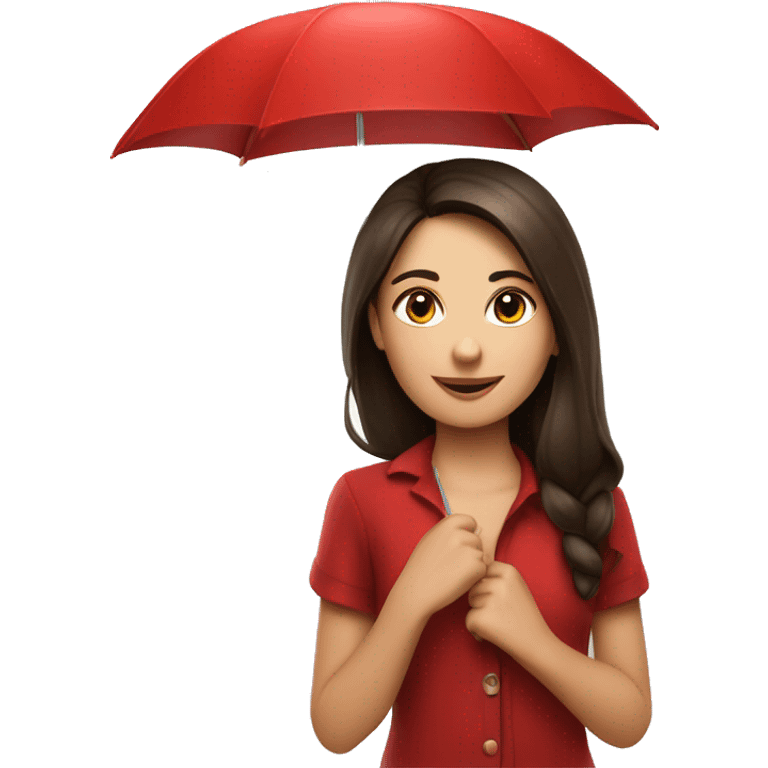 Red umbrella with sweet brunette girl emoji