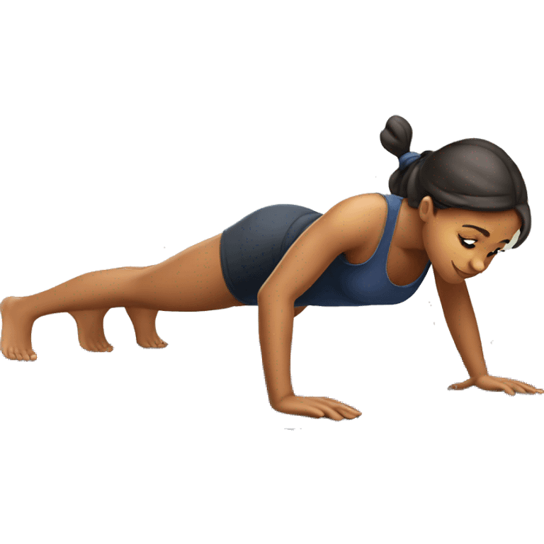 Girl on a mat doing push ups emoji