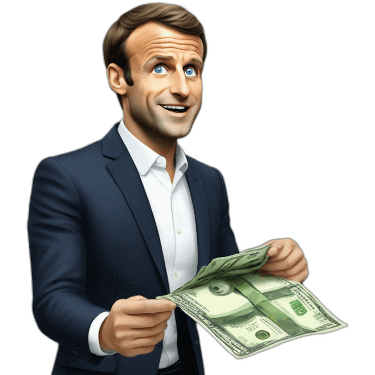 Emmanuel Macron printing money emoji