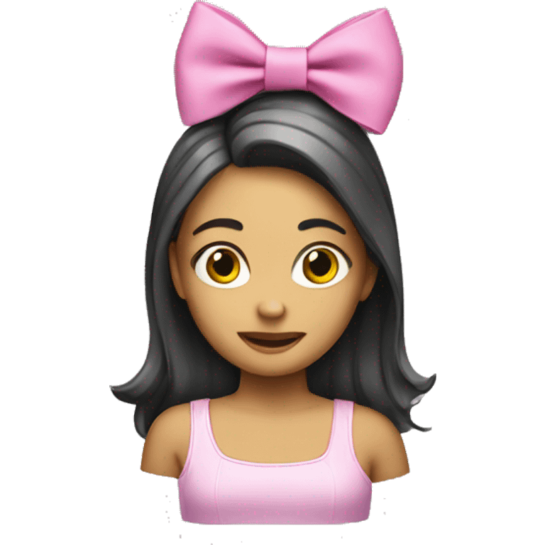 Girl emoji with a 🎀 as a hair clip on front emoji