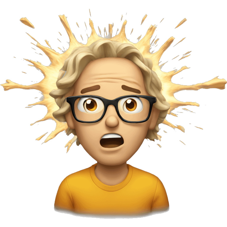 exploding head surprised guy wearing glasses emoji