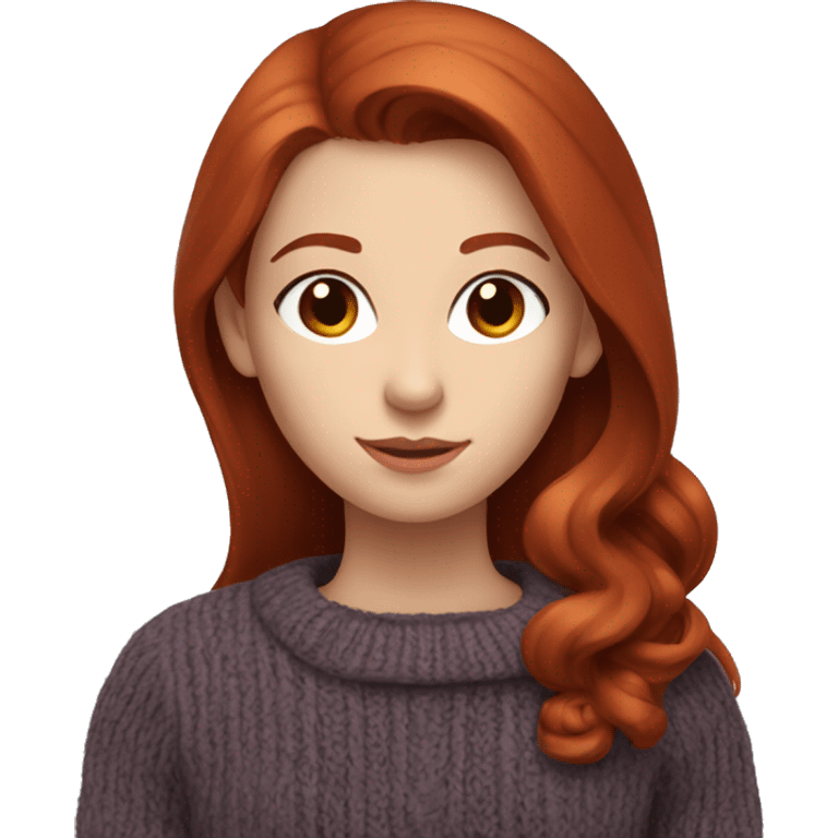 redhead girl with grey eyes with long hair and Dyson styling in a burgundy sweater and a rat on her shoulder emoji