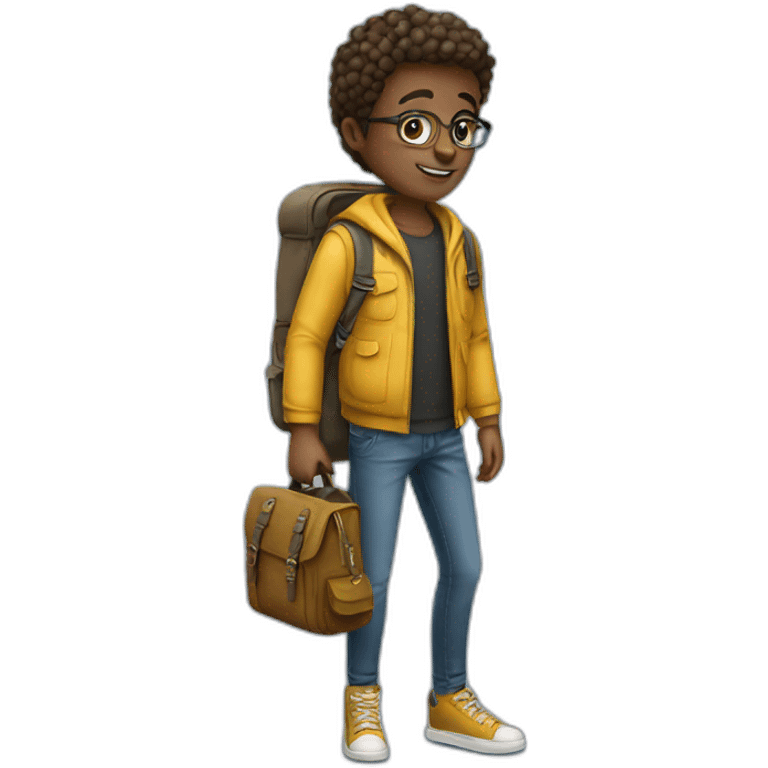 Stylish boy with bagpack emoji