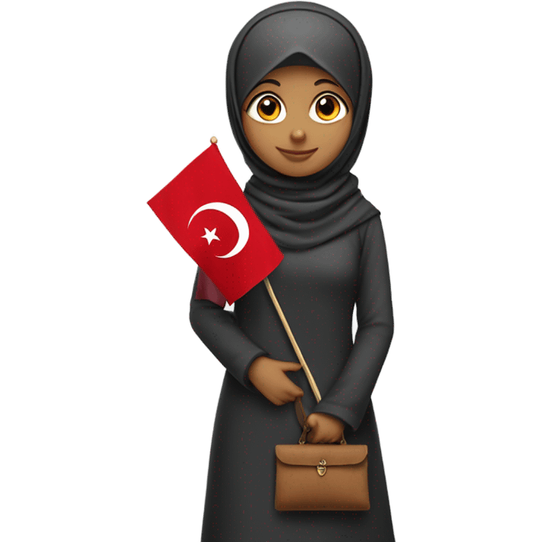 girl wearing hijab holding Turkish flag in one hand and gummies in the other hand emoji