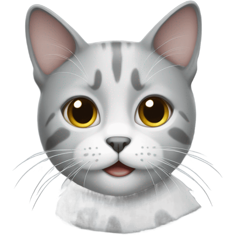 Grey cat with white areas too emoji