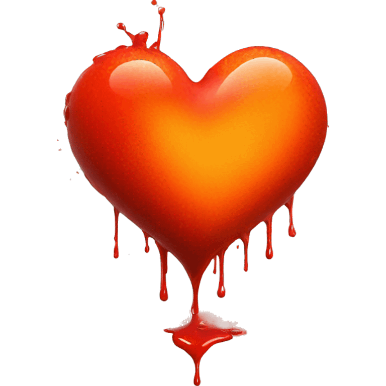 bleeding red heart glowing red-orange with splatter emoji