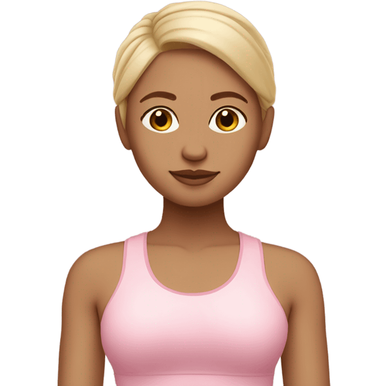 Dark blonde yoga girl light pink clothes n emoji