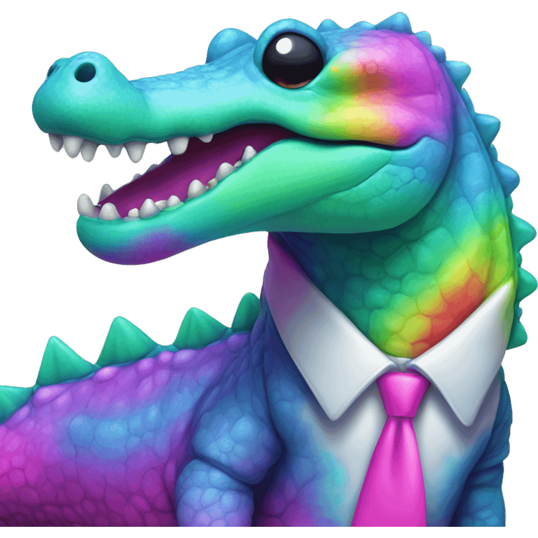 Cute neon colored tie dye crocodile   emoji