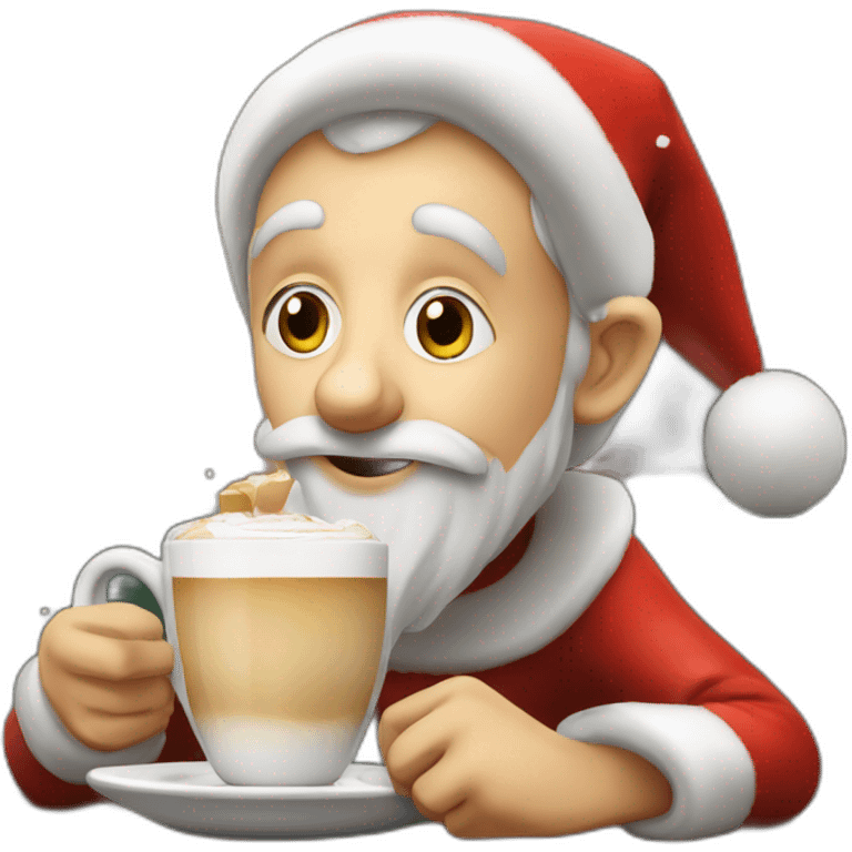 Un lutin de Noël qui dort dans un café emoji