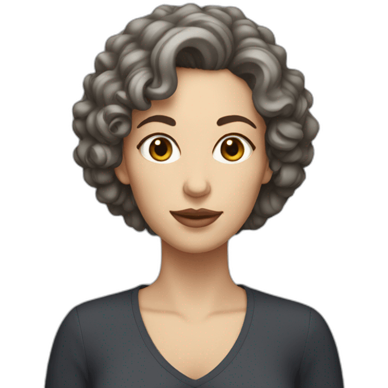 white woman with short dark curly hair emoji