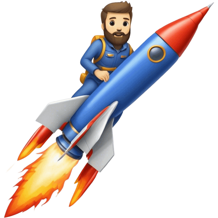 bearded man riding a rocket france black boom!  emoji