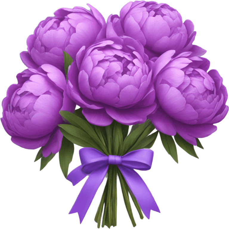 a bouquet of purple peonies tied with a light purple ribbon emoji