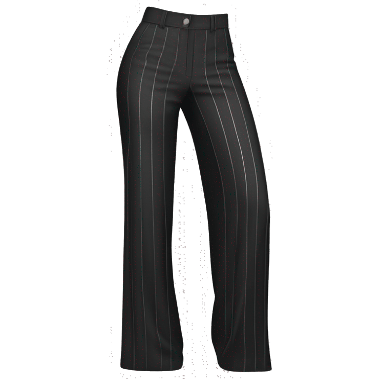 Realistic isolated side view of a pair of black high waist wide leg pants with silver pinstripes on them. emoji