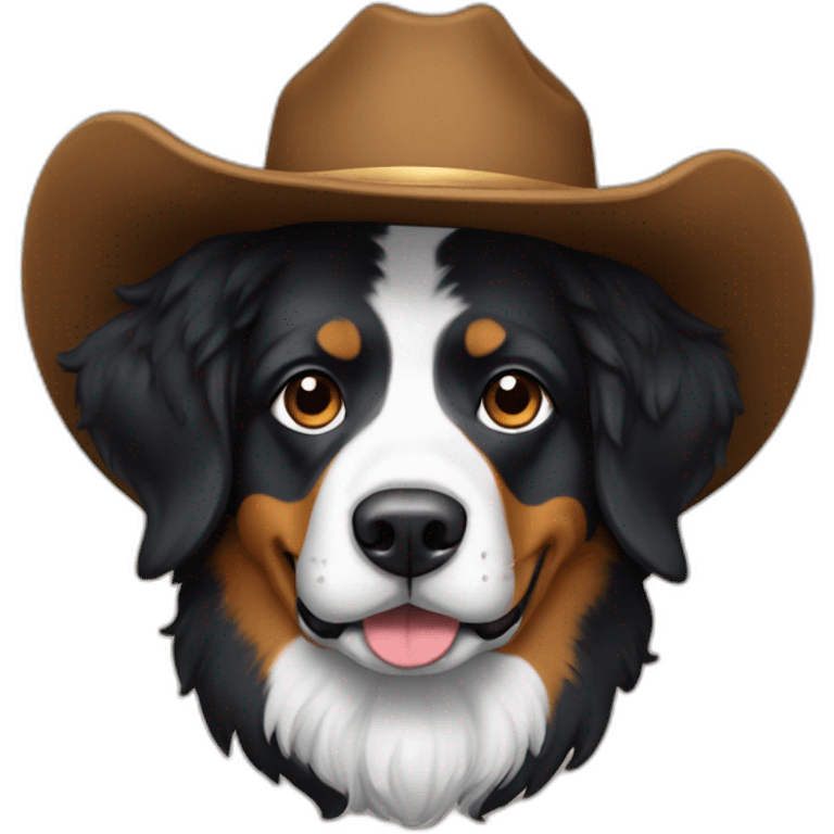 Berner sennen dog with a cowboy hat emoji