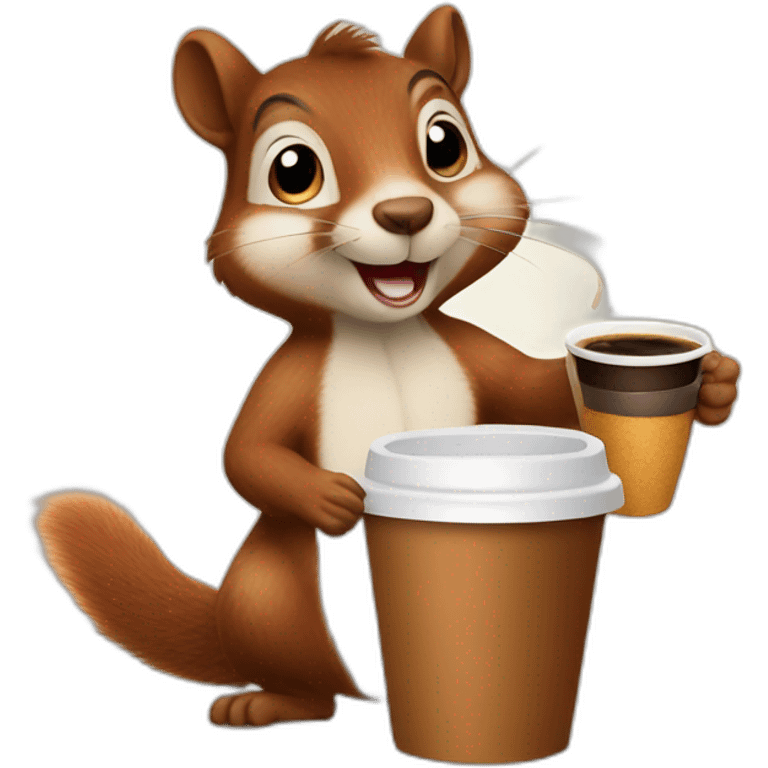 Squirrel with coffee emoji