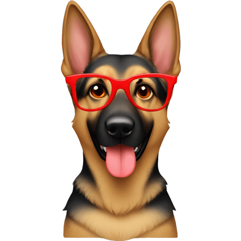 German Shepherd with red glasses emoji