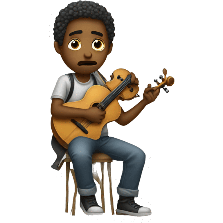 Sad musician holding his instrument emoji