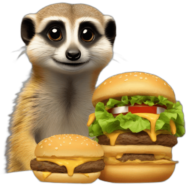 Meerkat and warthog eat hamburgers  emoji