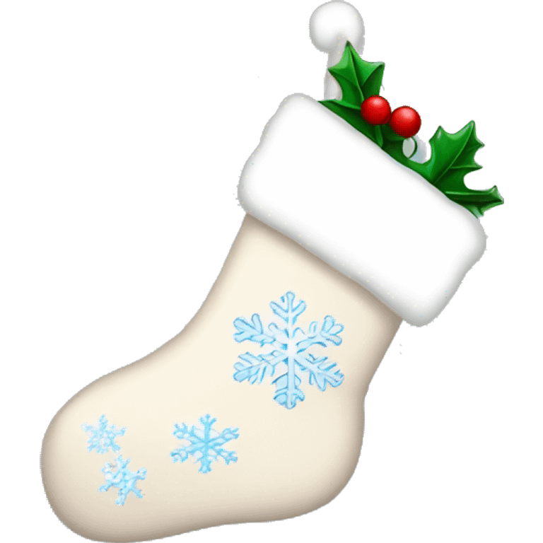 White Christmas stocking with snowflakes  emoji