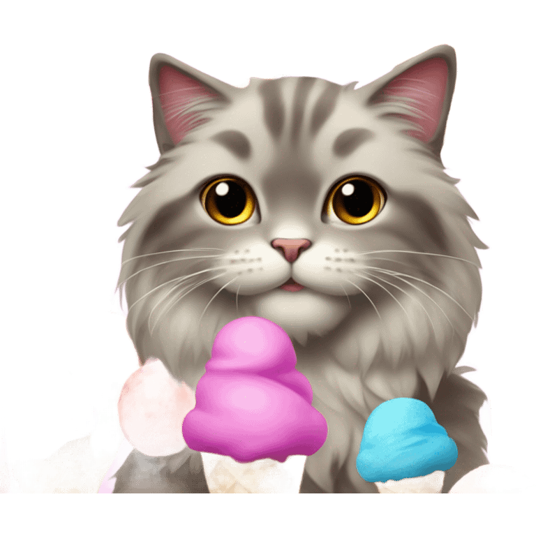 Cat pink and ice cream emoji