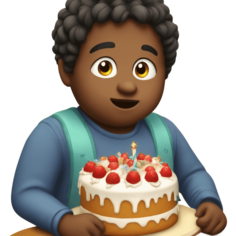 Fat kid eating cake emoji