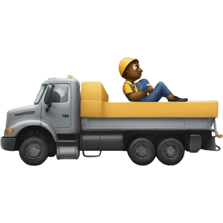 Sitting on a line truck  emoji