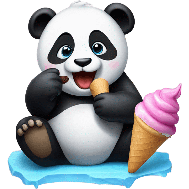 Panda eating ice cream emoji