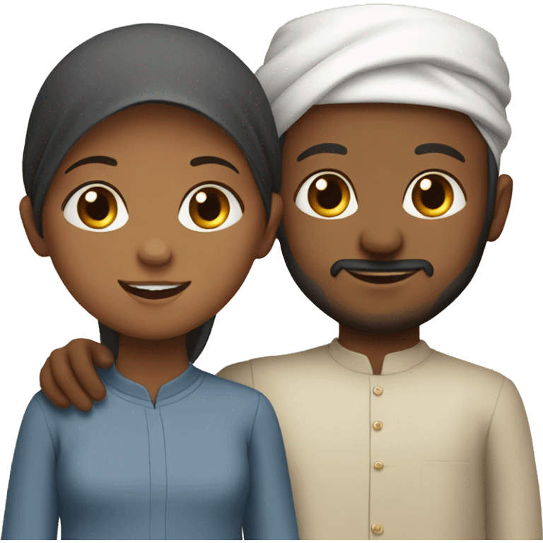 Muslim family with one 3 year old girl and one 1 year old boy emoji