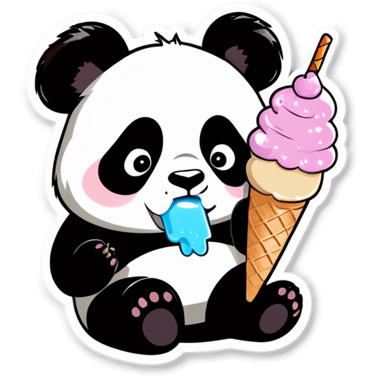 Panda eating ice cream emoji