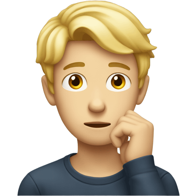 boy thinking hand in his face. blond hair emoji