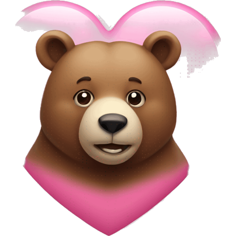 Bear on pink heart emoji