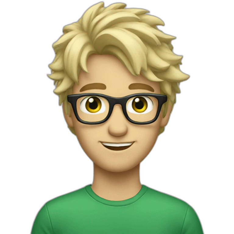 Blonde tech guy with glasses nerd green eyes messy hair emoji