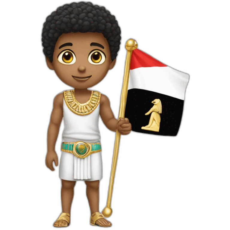 A boy wearing a gold chain and a Jordan coccyx and holding the Egyptian flag  emoji