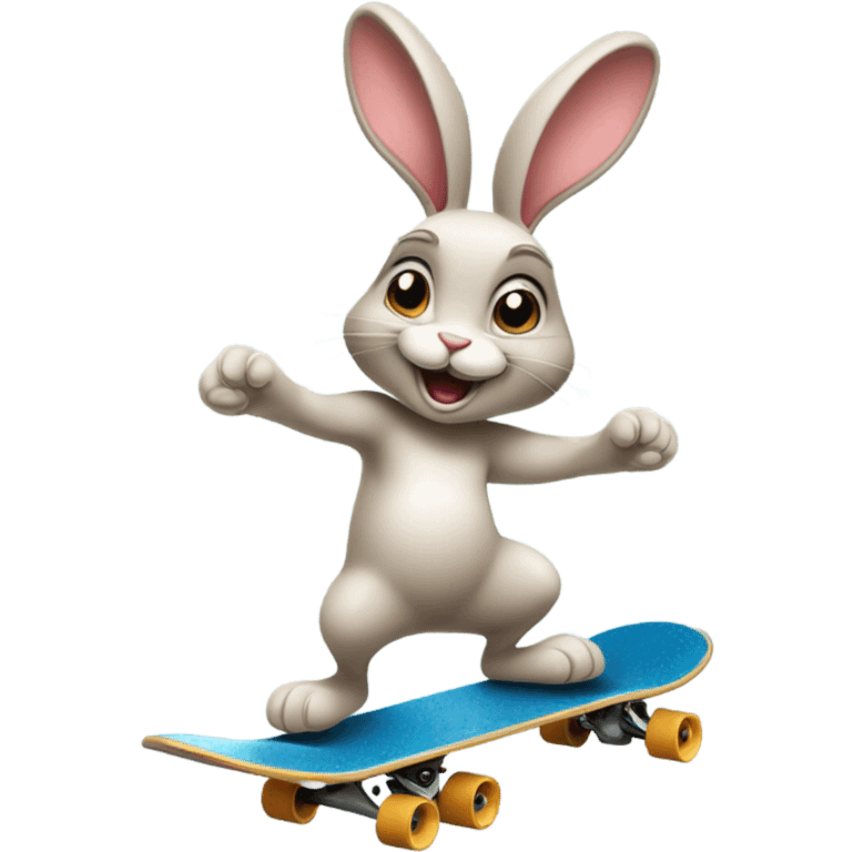 French loop rabbit riding a skateboard  emoji